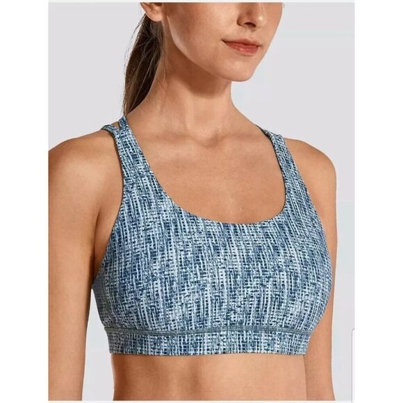 CRZ YOGA Women's Fitness Workout Yoga Bra Strappy Sports Bra Medium - Picture 1 of 8